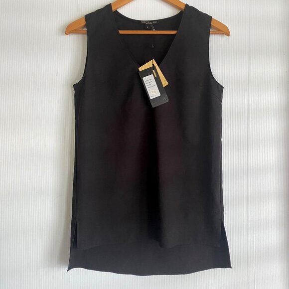 size s small NWT Alberto Makali black tank cami camisole  side split hem $60 v-n - Picture 2 of 7